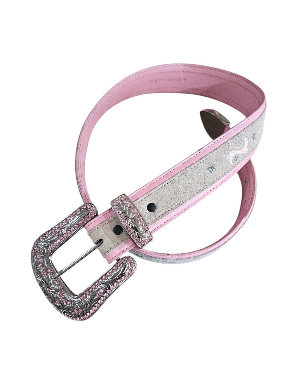 Pink Rhinestone And Leather Belt M Nwt